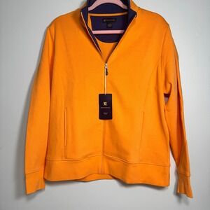 Sakmann NWT Golf Zip Light Collar Jacket Orange Blue Men's Large Cotton Pockets
